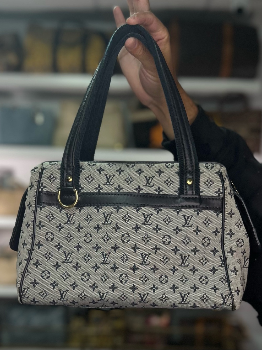 LV Gray & Navy Denim Frame Boston - Picture 1 of 1